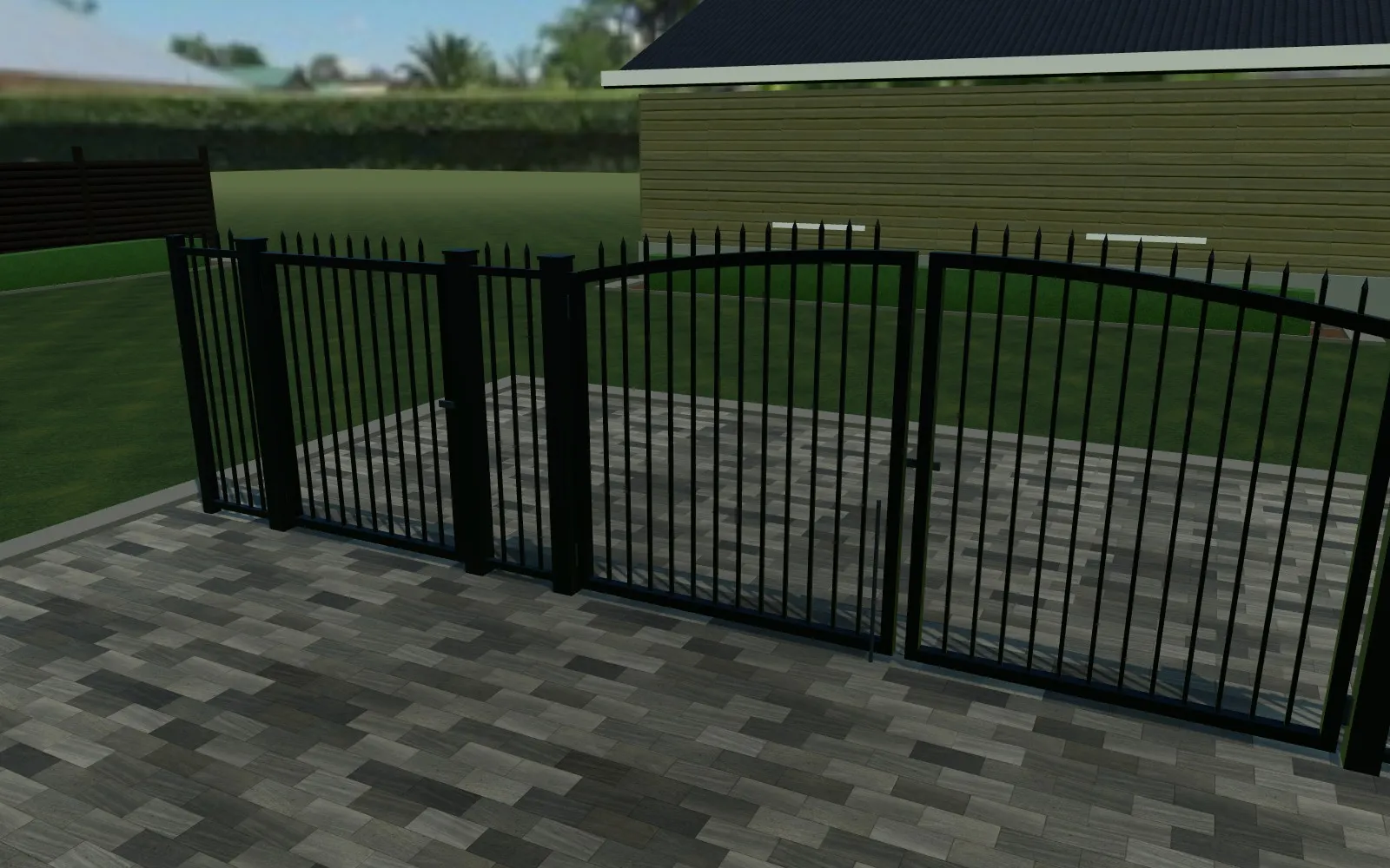 3D aluminum fence configurator with gates