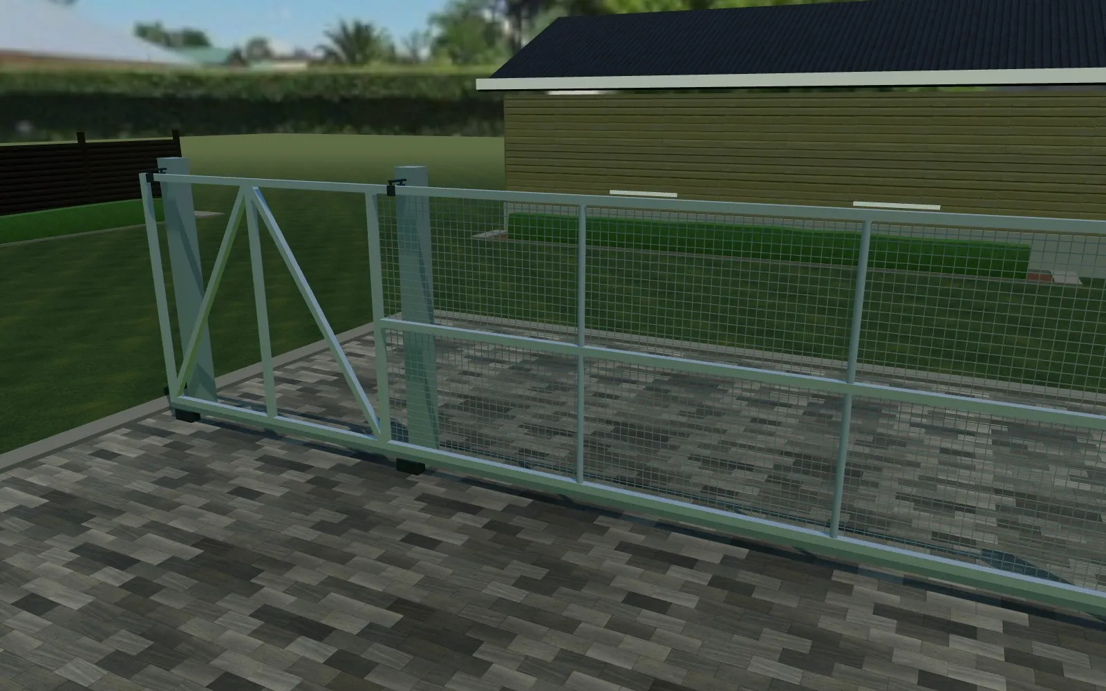 3D commercial cantilever slide gate configurator